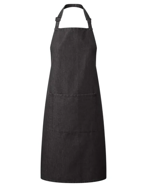  ‘COLOURS’ BIB APRON WITH POCKET - Premier Black Denim