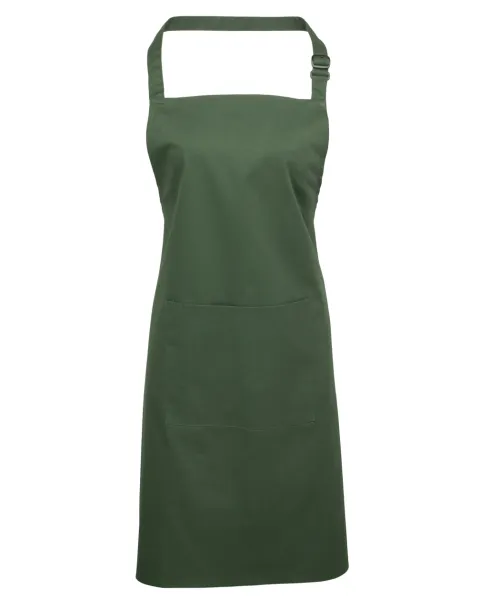  ‘COLOURS’ BIB APRON WITH POCKET - Premier Moss Green