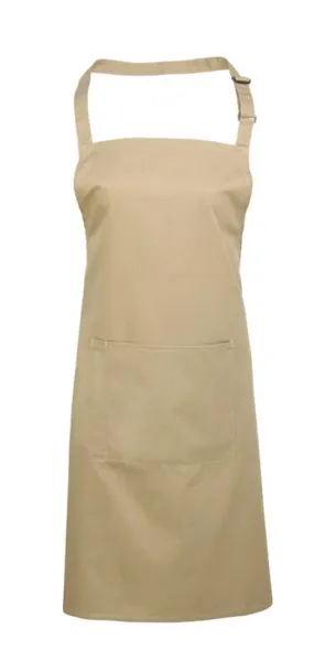  ‘COLOURS’ BIB APRON WITH POCKET - Premier Khaki