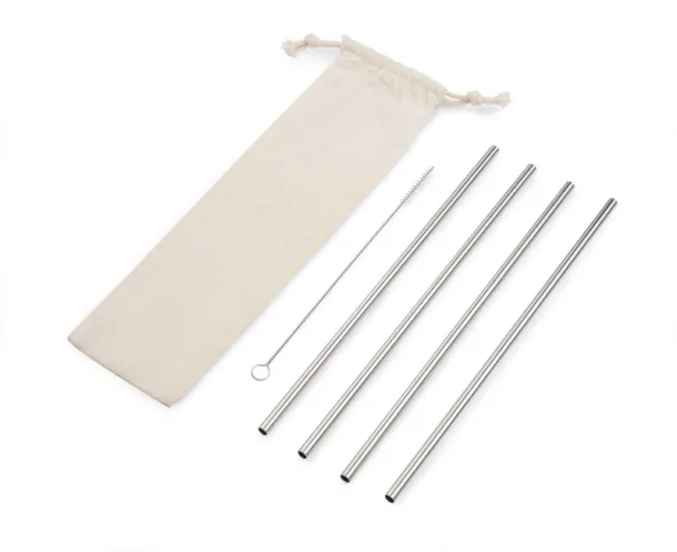 ROKKO Straw set srebrny