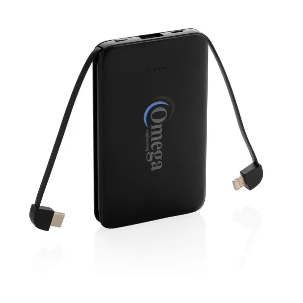  Prijenosna baterija s integriranim kabelom, 5 000 mAh - XD Collection Crna