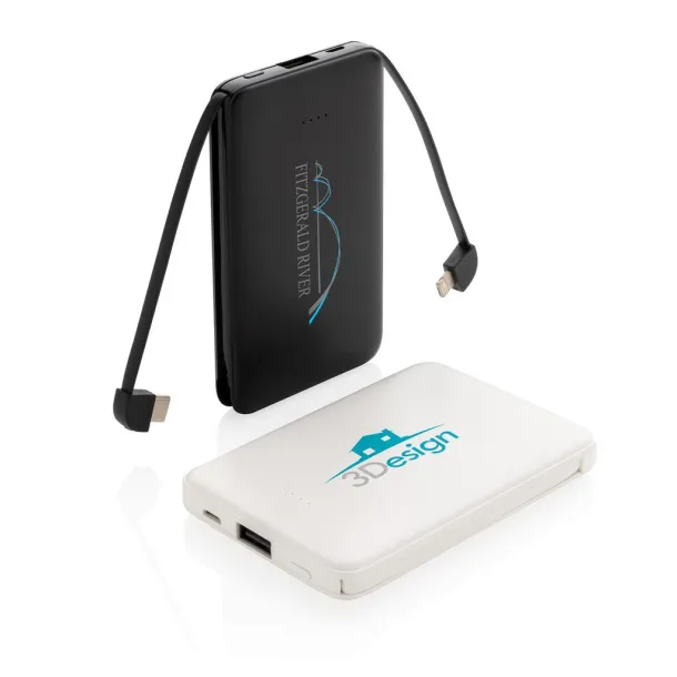  Prijenosna baterija s integriranim kabelom, 5 000 mAh - XD Collection Crna