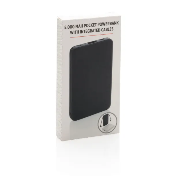  Prijenosna baterija s integriranim kabelom, 5 000 mAh - XD Collection Crna