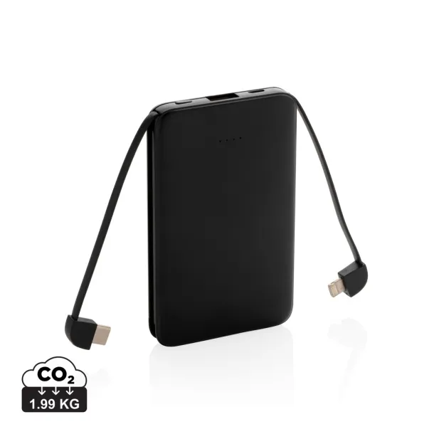  Prijenosna baterija s integriranim kabelom, 5 000 mAh - XD Collection Crna
