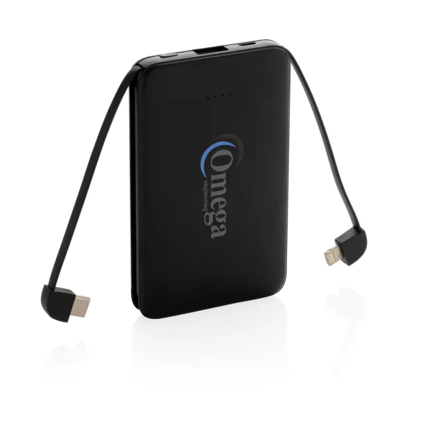  Prijenosna baterija s integriranim kabelom, 5 000 mAh - XD Collection Crna