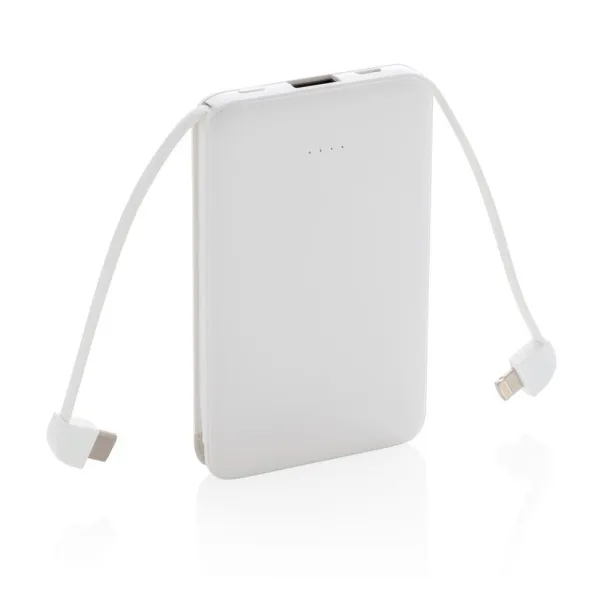  Prijenosna baterija s integriranim kabelom, 5 000 mAh - XD Collection Bijela