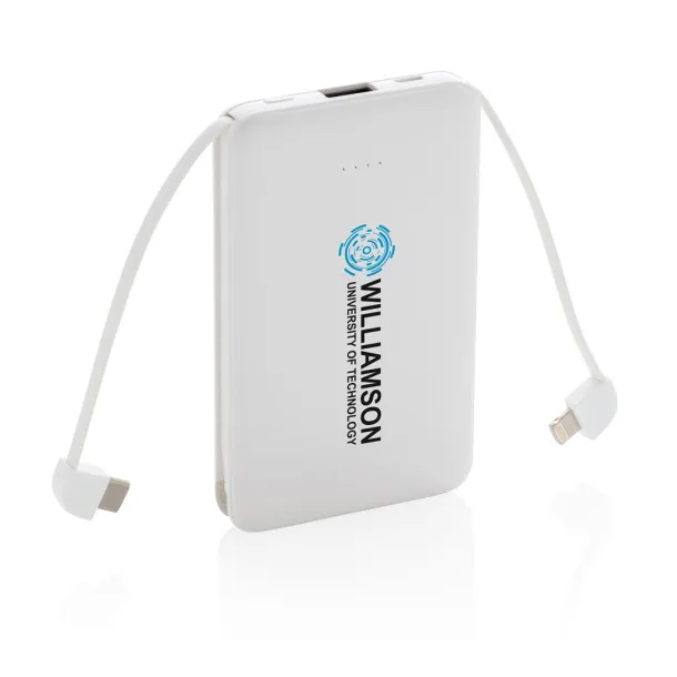  Prijenosna baterija s integriranim kabelom, 5 000 mAh - XD Collection Bijela