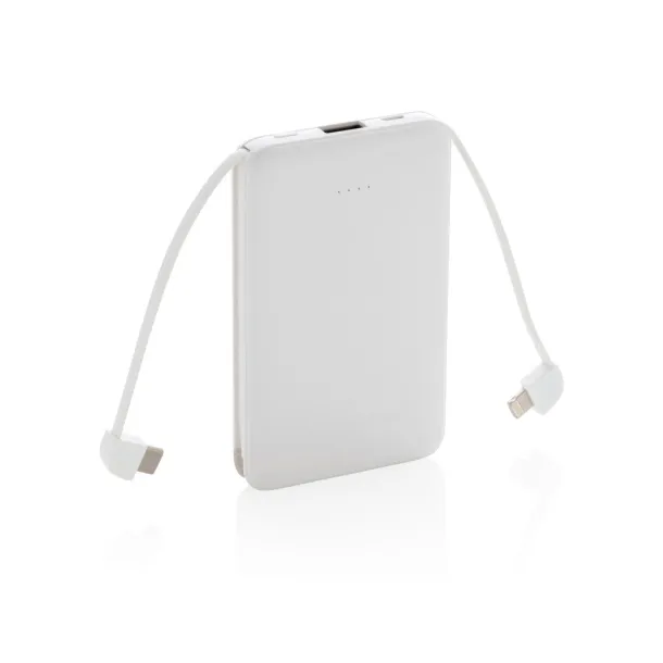  Prijenosna baterija s integriranim kabelom, 5 000 mAh - XD Collection Bijela