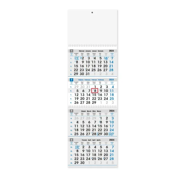  "Business BLUE-GREY" four part calendar Plava