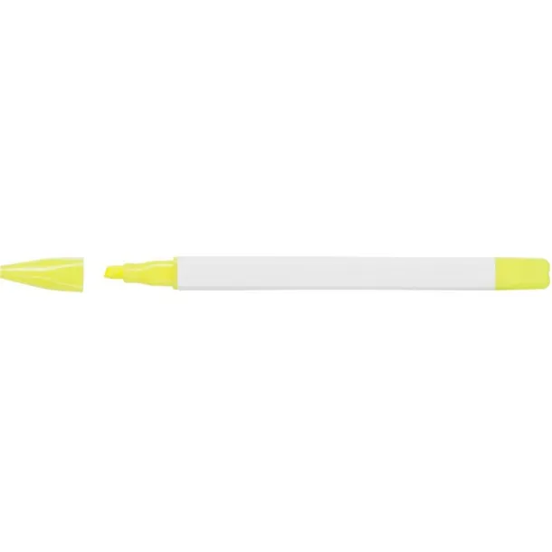  Writing set, pencil, highlighter and ball pens with caps that indicate ink colour white