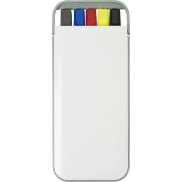  Writing set, pencil, highlighter and ball pens with caps that indicate ink colour Bijela