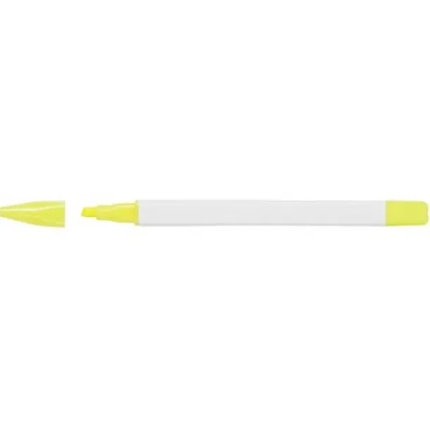  Writing set, pencil, highlighter and ball pens with caps that indicate ink colour white