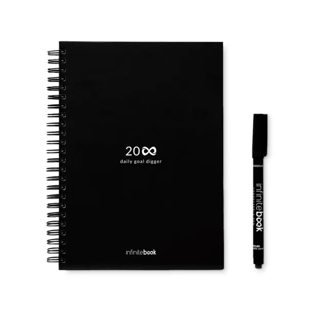 STARTER KIT INFINITE PLANNER A5 Infinitebook sa savitljivim koricama i 15 običnih stranica bijele ploče Crna