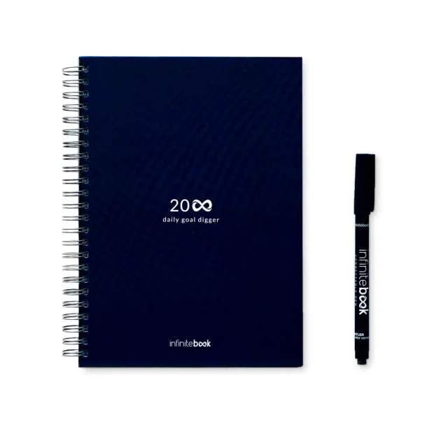 STARTER KIT INFINITE PLANNER A5 Infinitebook sa savitljivim koricama i 15 običnih stranica bijele ploče Mornarsko plava