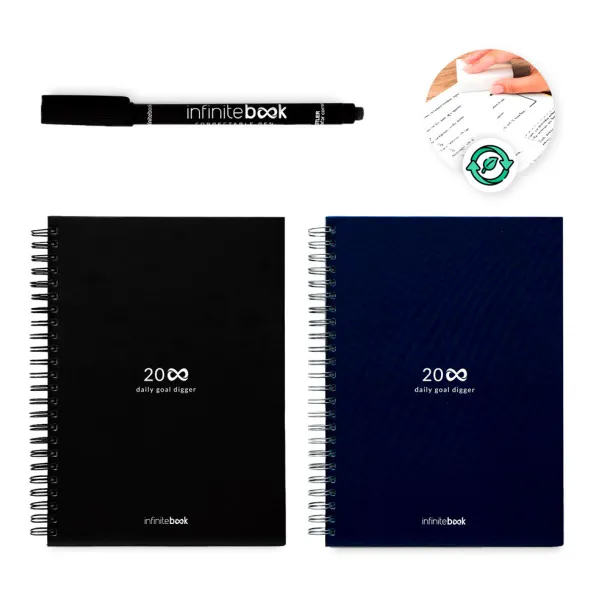 STARTER KIT INFINITE PLANNER A5 Infinitebook sa savitljivim koricama i 15 običnih stranica bijele ploče