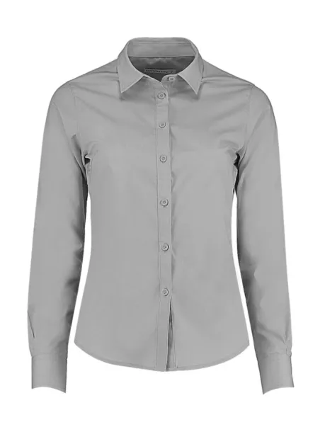  Women's Tailored Fit Poplin Shirt - Kustom Kit Light Grey