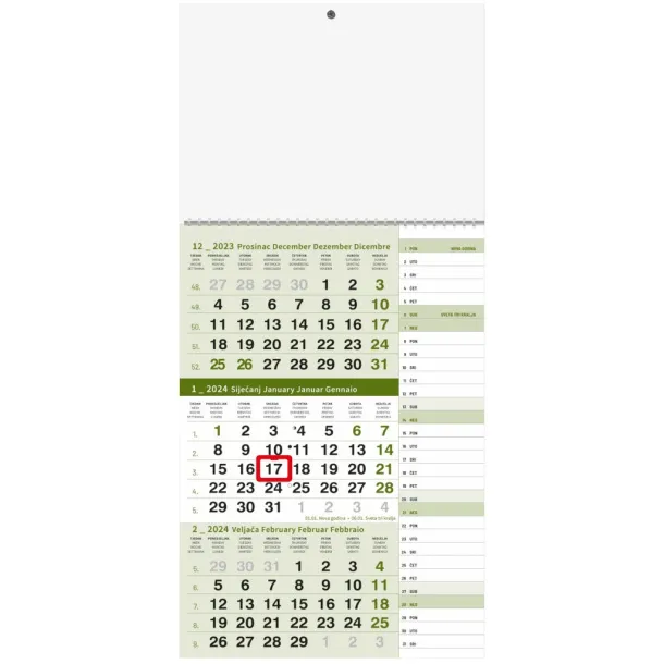  "Poslovni ZELENI PLANER" trodjelni kalendar Zelena