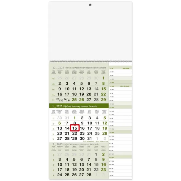  "Business GREEN planner" three part calendar Zelena