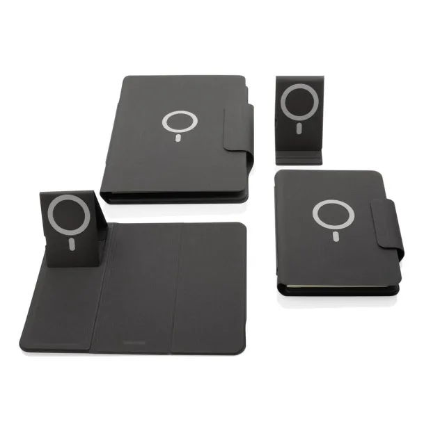  Notes s bežičnim powerbankom - 10W, A5 - XD Xclusive Crna