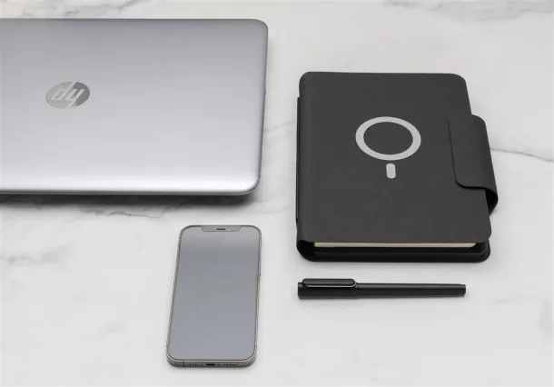 Notes s bežičnim powerbankom - 10W, A5 - XD Xclusive Crna