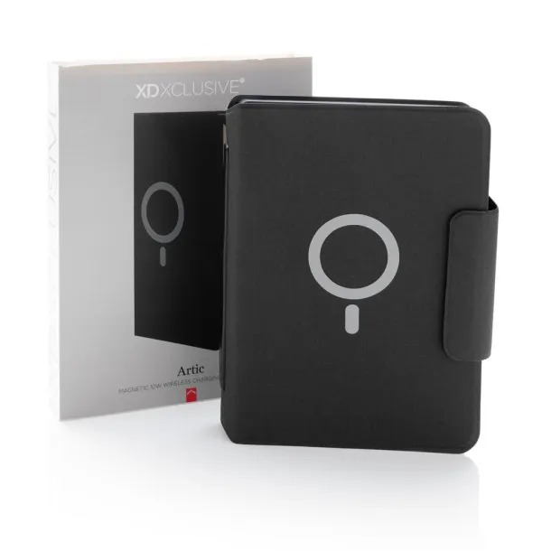  Notes s bežičnim powerbankom - 10W, A5 - XD Xclusive Crna