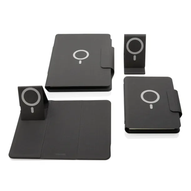  Notes s bežičnim powerbankom - 10W, A5 - XD Xclusive Crna