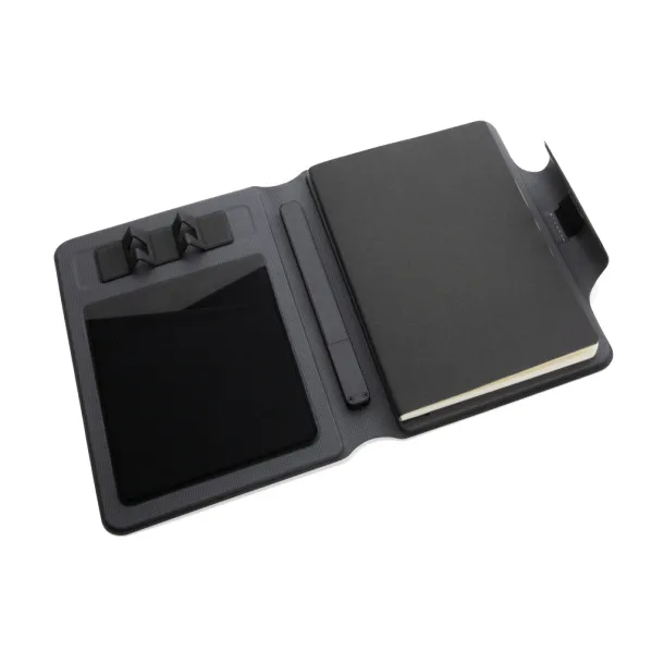  Notes s bežičnim powerbankom - 10W, A5 - XD Xclusive Crna