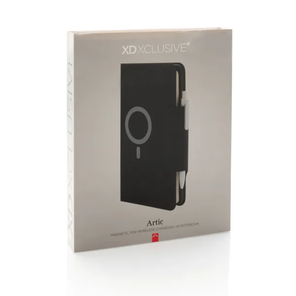  Notes s bežičnim powerbankom - 10W, A5 - XD Xclusive Crna
