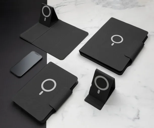  Notes s bežičnim powerbankom - 10W, A5 - XD Xclusive Crna