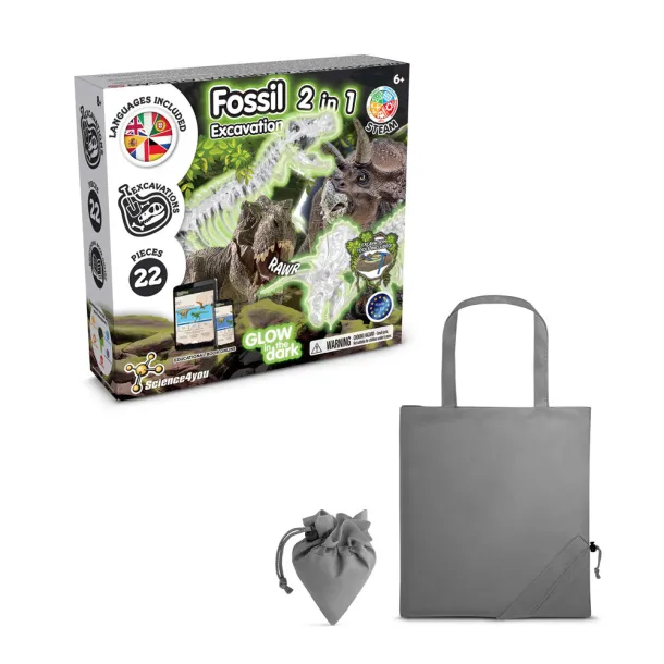 2 in 1 Fossil Excavation Kit V Educational game supplied with a 190T folding gift bag Grey