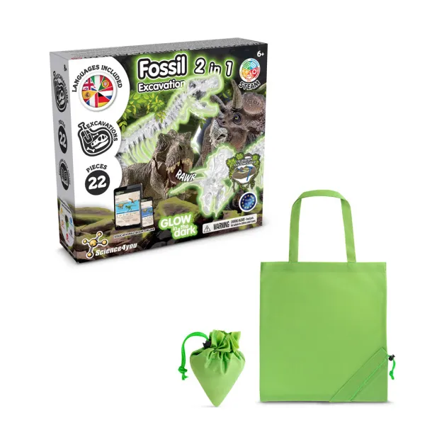 2 in 1 Fossil Excavation Kit V Educational game supplied with a 190T folding gift bag Light green