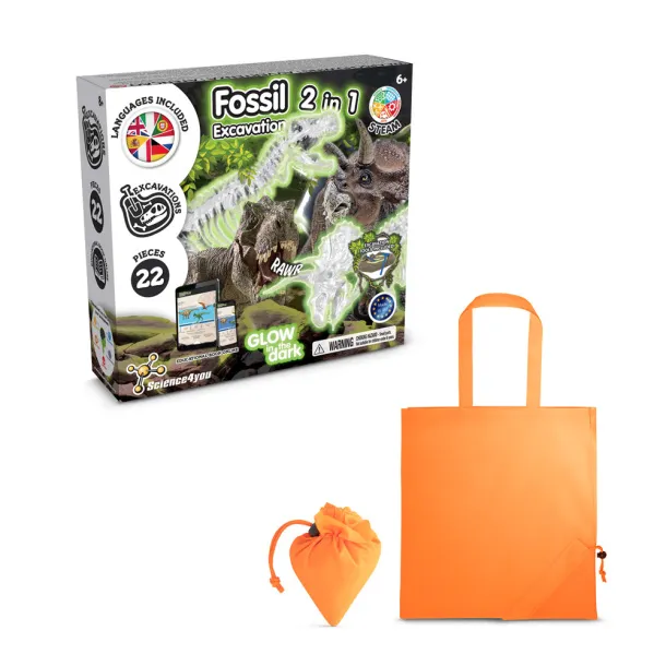 2 in 1 Fossil Excavation Kit V Educational game supplied with a 190T folding gift bag Orange