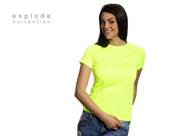 RECORD LADY women’s sport T shirt - EXPLODE Neon yellow