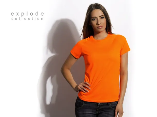 RECORD LADY women’s sport T shirt - EXPLODE Neon orange