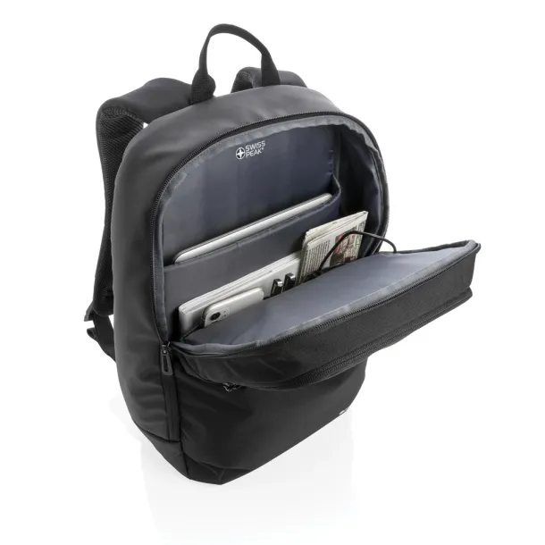  Swiss Peak laptop backpack with UV-C sterilizer pocket - Swiss Peak Black 