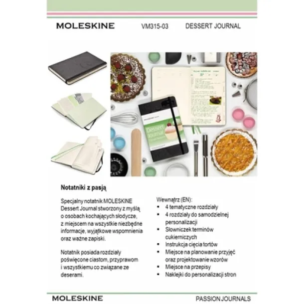  Moleskine Dessert Journal, notes za recepte black