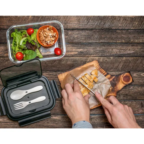 LAGOS glass lunch box with cutlery 1 000 ml Black