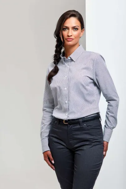  WOMEN'S COTTON RICH OXFORD STRIPES SHIRT - Premier Oxford Blue