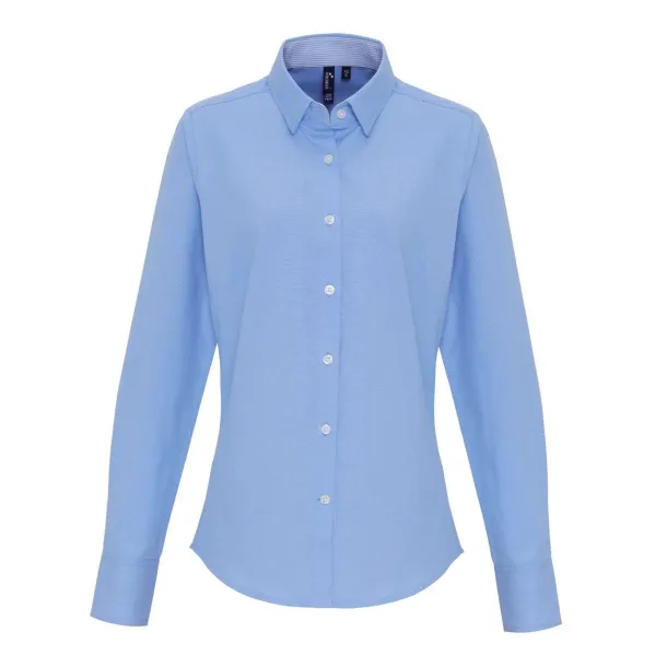  WOMEN'S COTTON RICH OXFORD STRIPES SHIRT - Premier Oxford Blue