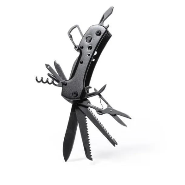  Multifunctional tool, pocket knife, 13 functions, carabiner black