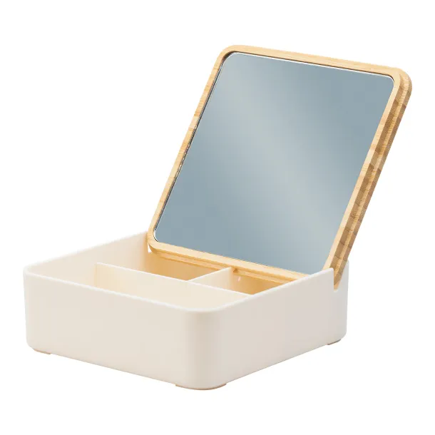 VANITY BOX box with a bamboo lid and a large mirror Brown