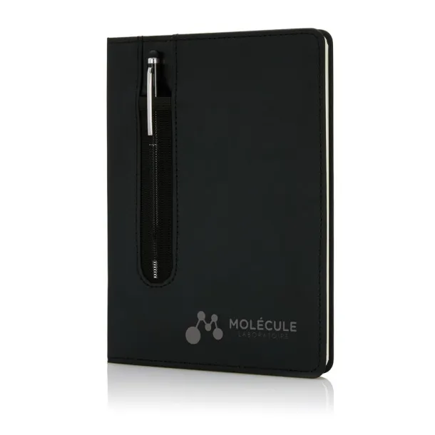  Standard hardcover PU A5 notebook with stylus pen - XD Collection Black 