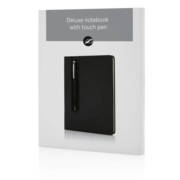  Standard hardcover PU A5 notebook with stylus pen - XD Collection Black 