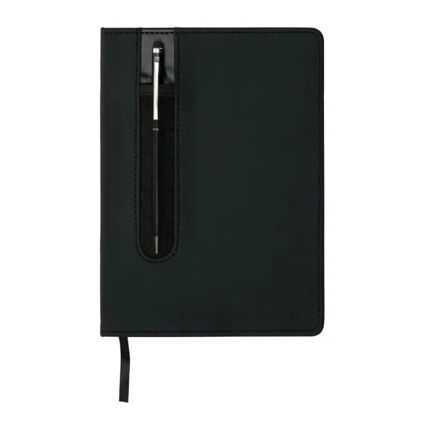  Standard hardcover PU A5 notebook with stylus pen - XD Collection Black 