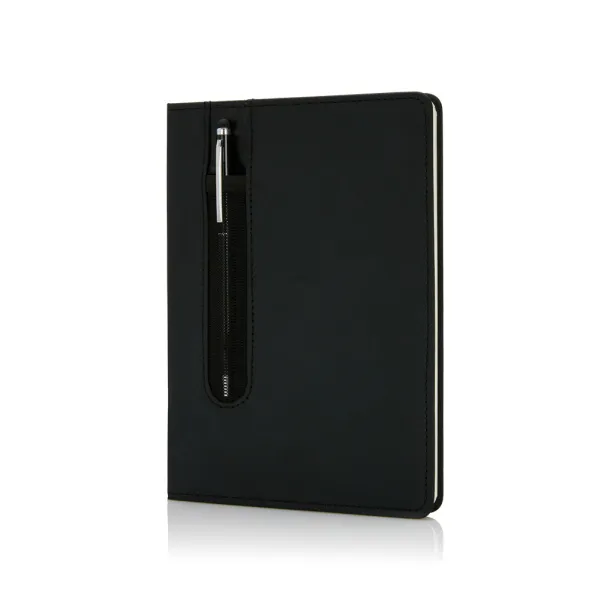  Standard hardcover PU A5 notebook with stylus pen - XD Collection Black 