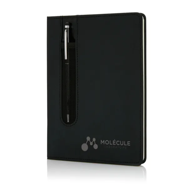  Standard hardcover PU A5 notebook with stylus pen - XD Collection Black 