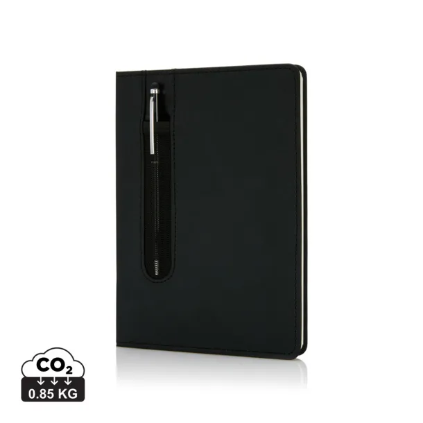  Standard hardcover PU A5 notebook with stylus pen - XD Collection Black 