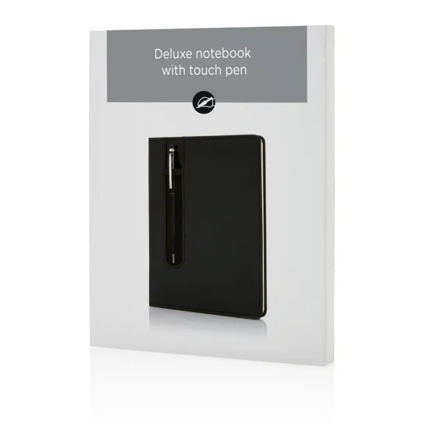  Standard hardcover PU A5 notebook with stylus pen - XD Collection Black 