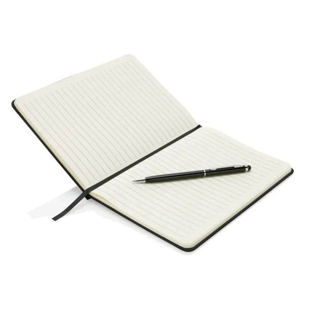  Standard hardcover PU A5 notebook with stylus pen - XD Collection Black 