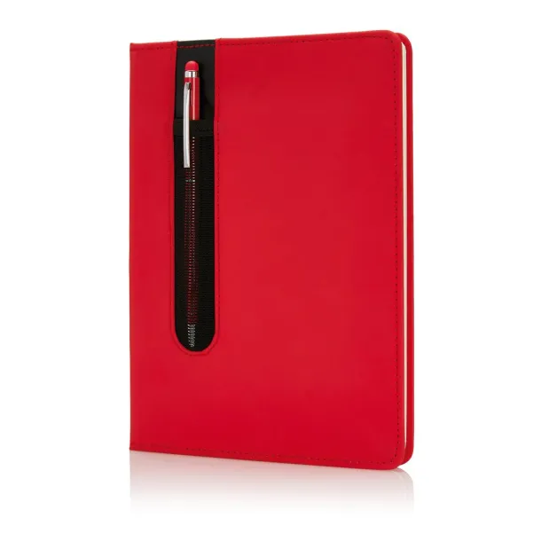  Standard hardcover PU A5 notebook with stylus pen - XD Collection Red 